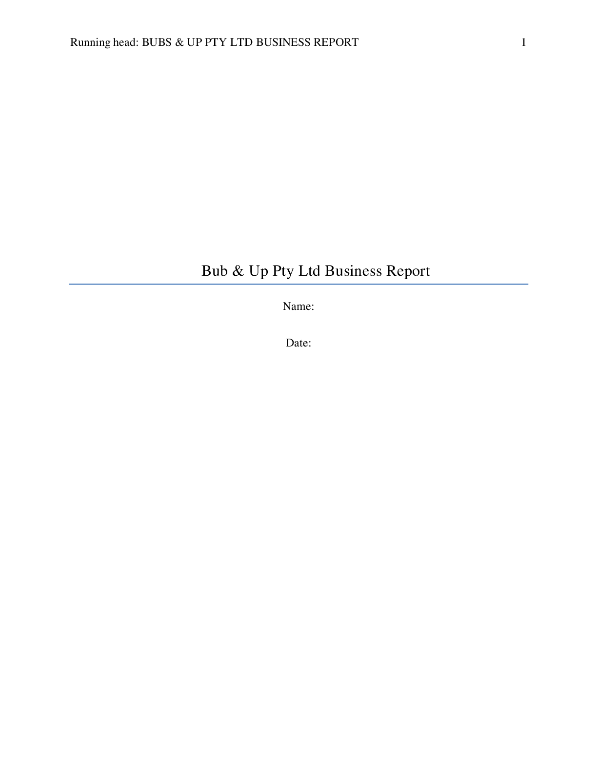 Preview image for Bub & Up Pty Ltd Business Report